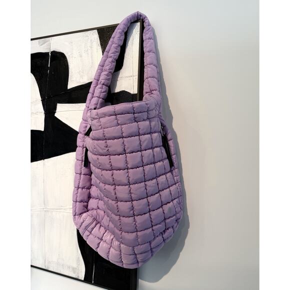 Free People Quilted Large Carryall Bag in Lilac - NWOT - Picture 2 of 11